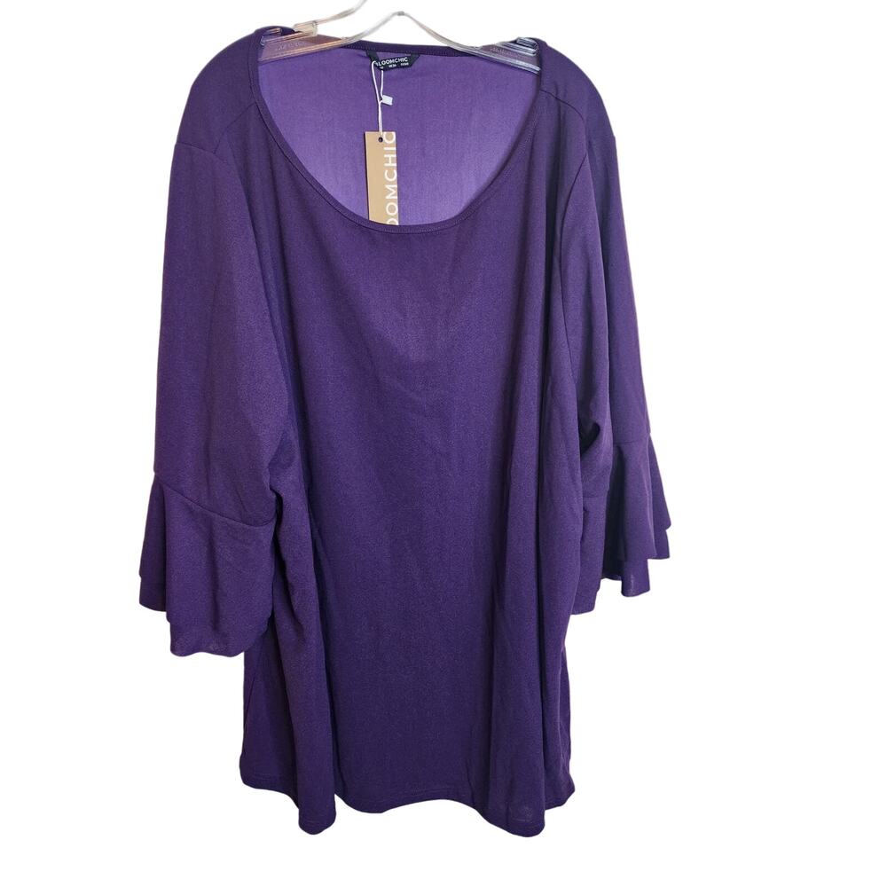 BloomChic Purple Double Ruffle Sleeve Tunic, NWT, 30/6X